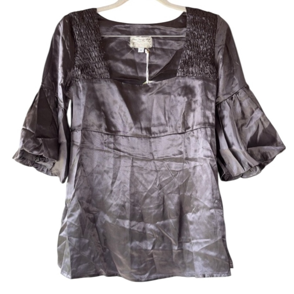 New Glam vintage soul, silk elbow length sleeve blouse size small NWT